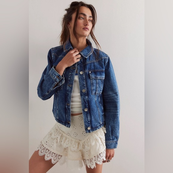 Free People We The Free Jade Denim Jacket in High Dive - Picture 1 of 5